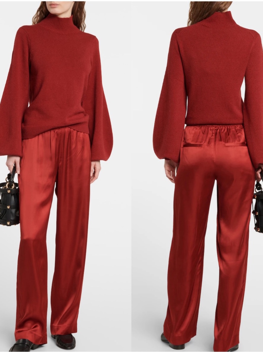 VINCE Straights Satin Pull On Red Pants Trousers